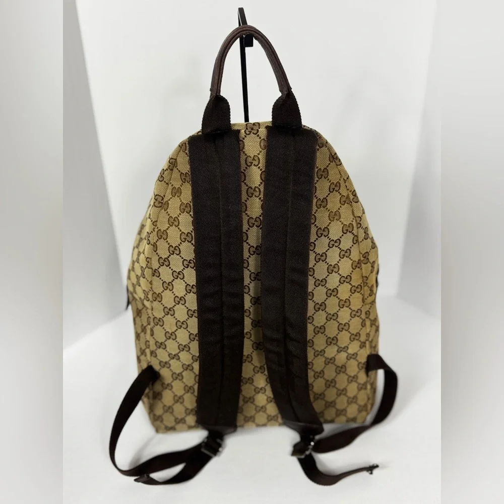 Gucci GG Supreme Cambas Web Monogram Beige and Green Backpack